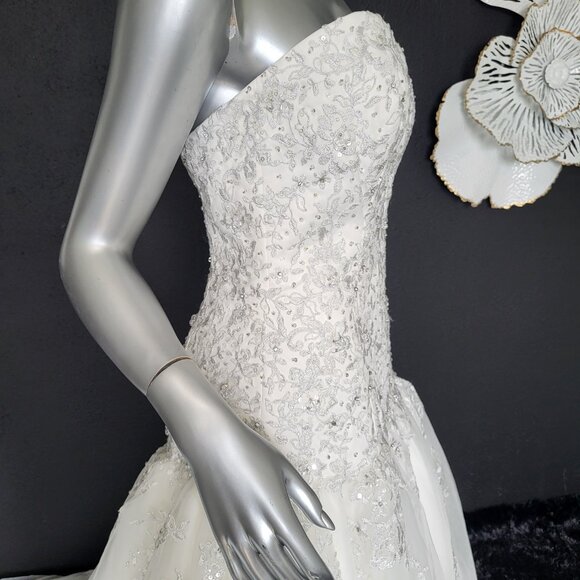 NWT~$1599~DA VINCI~SZ 6~IVORY STRAPLESS EMBELLISHED BALL GOWN WEDDING DRESS - Picture 6 of 16